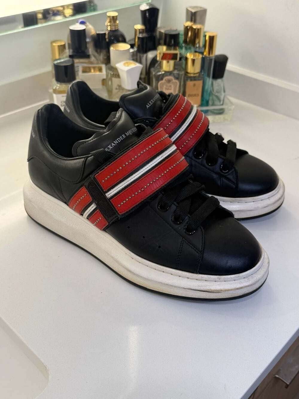 Alexander McQueen Larry Oversized Sneakers with Multicolor Leather Studded Strap